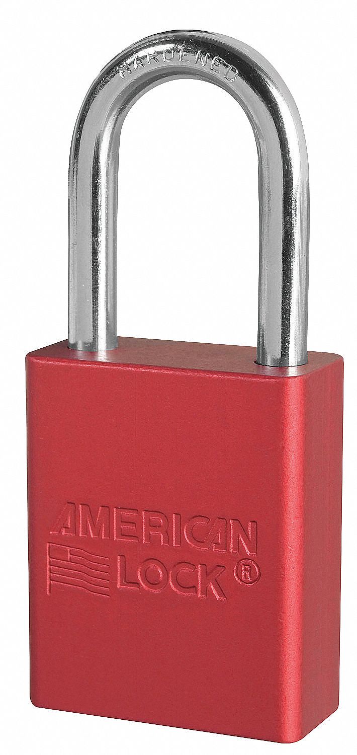 Lockout Padlock, KA, Red, 1/4 In., PK3