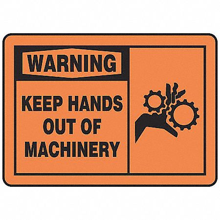 Warning Sign, 7 x 10In, BK/ORN, ENG, SURF