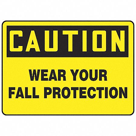 Caution Sign, 10 x 14In, BK/YEL, Self-ADH
