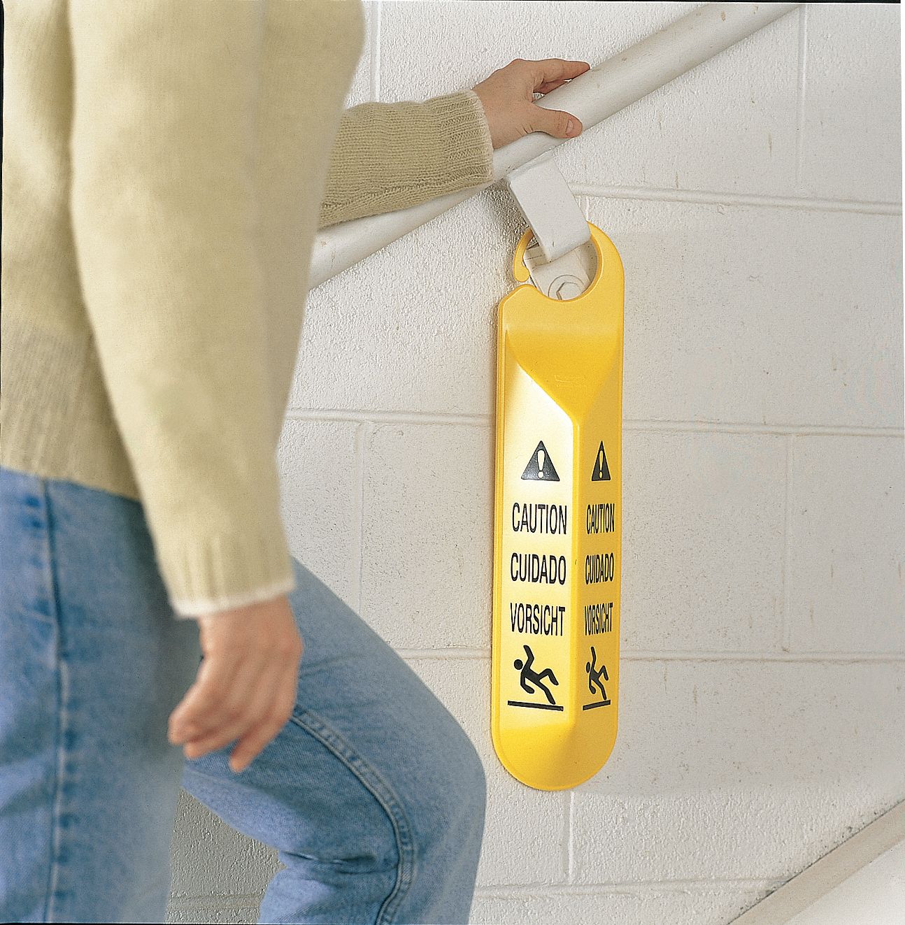 Caution Sign, 19-1/2 x 4-1/2In, BK/YEL, SYM