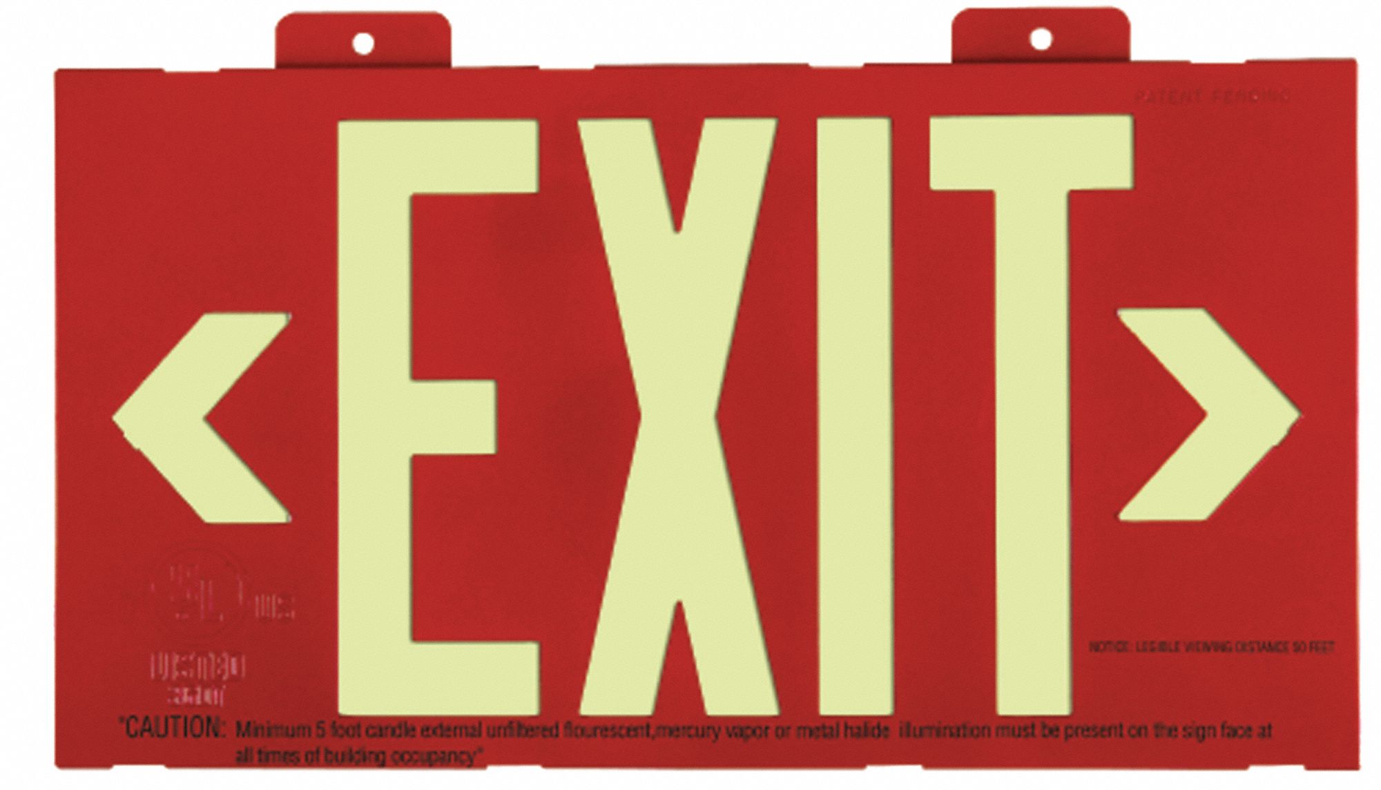 Exit Sign, 7-1/2 x 13In, R, Plastic