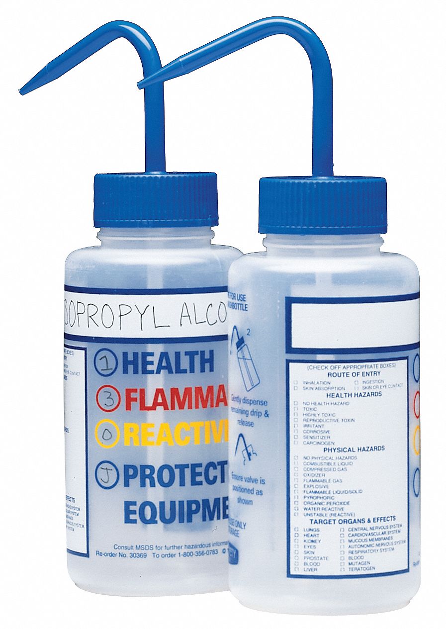 Wash Bottle, Blue, Wide, PK 5