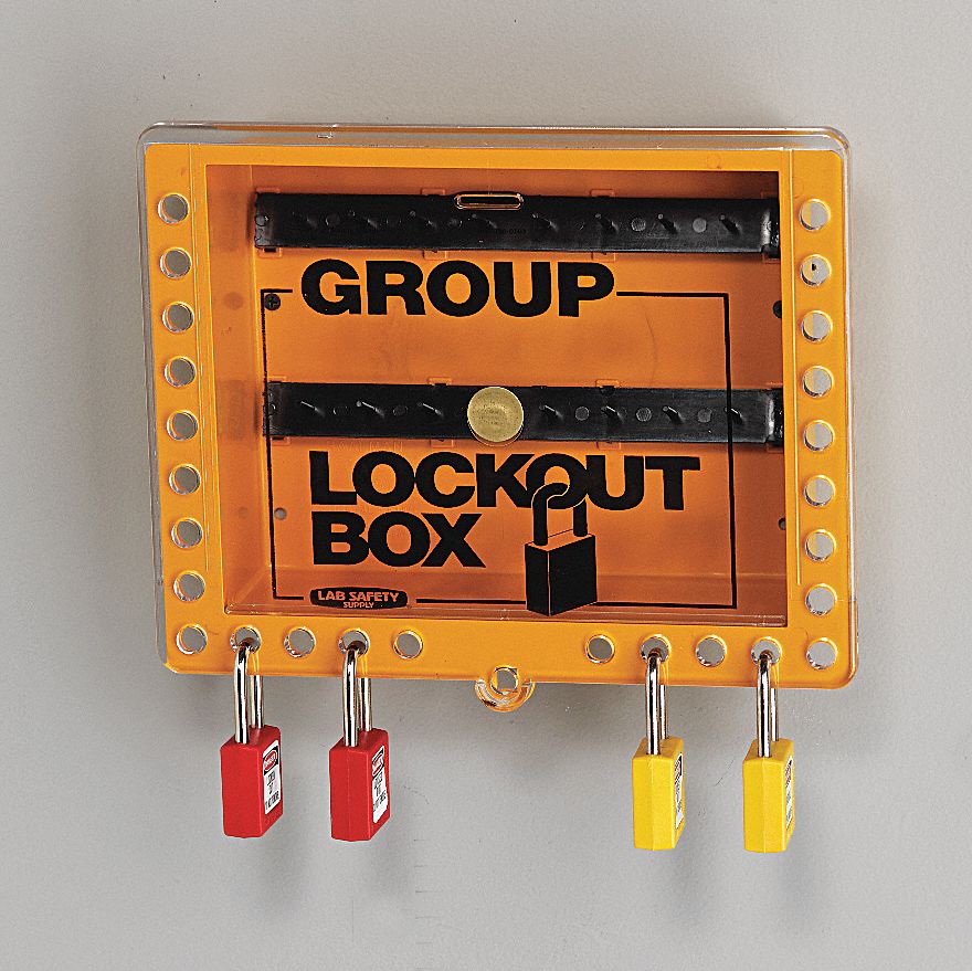 Group Lockout Box, 27 Locks Max, Yellow