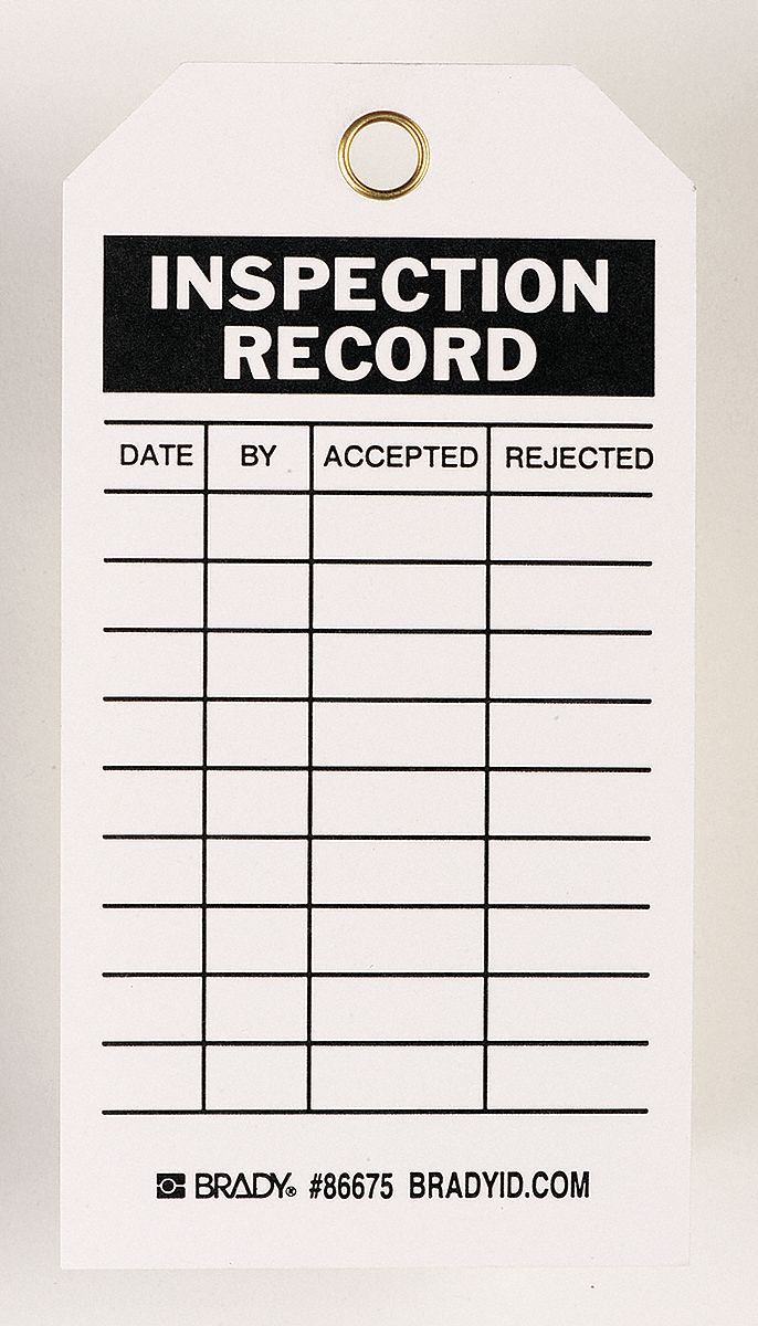 Inspection Rcd Tag, 5-3/4 x 3 In, PK100