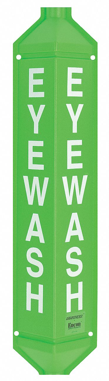 Notice Eyewash Sign, 40 x 9In, WHT/GRN, ENG