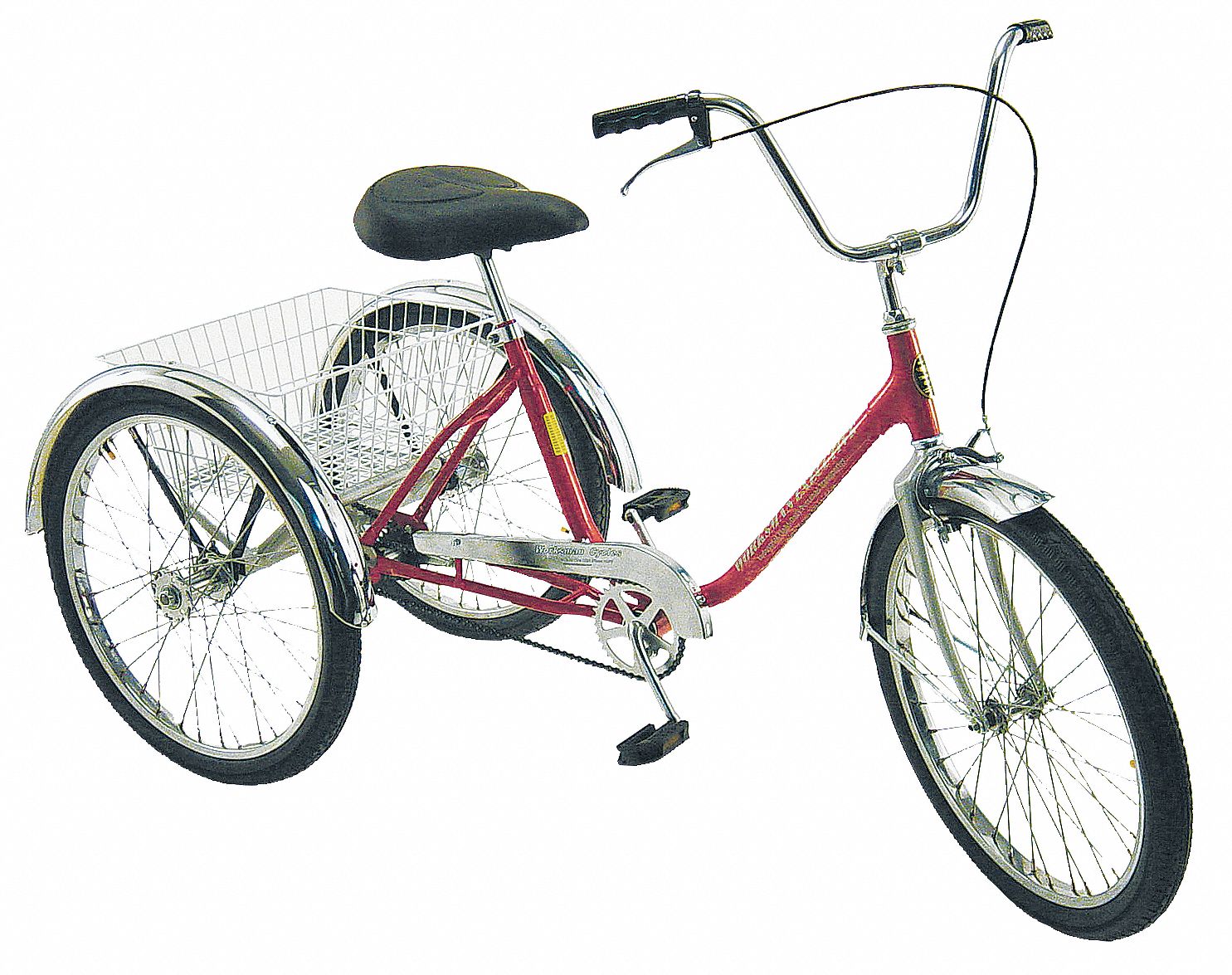 Tricycle, Rear Basket, 24 In Wheel, Yellow