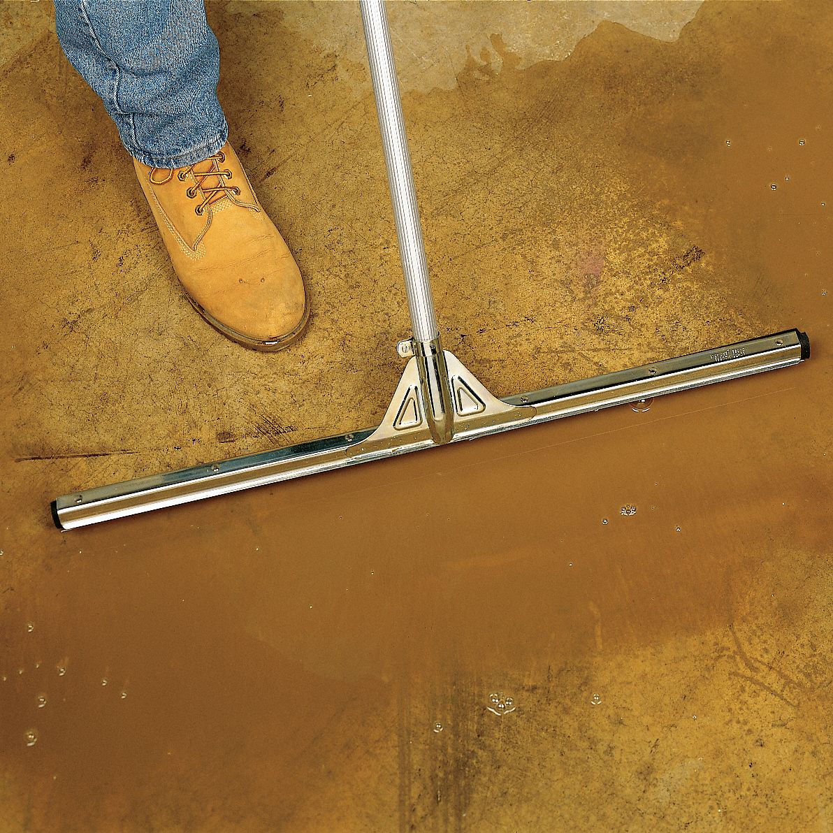 Floor Squeegee and Brush, Silver, 36 In. L