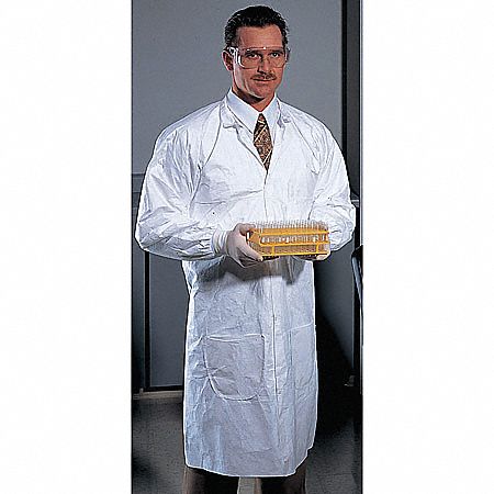 Disp. Lab Coat, L, Tyvek(R), White