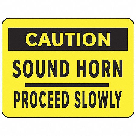 Caution Sign, 10 x 14In, BK/YEL, PLSTC, ENG