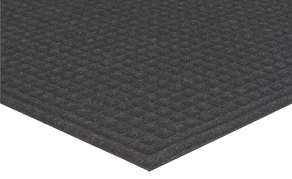 Entrance Mat, Rubber, 6 x 4 ft., Black
