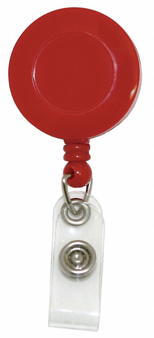 Retractable Badge Reel, w/Clip, Red, PK10