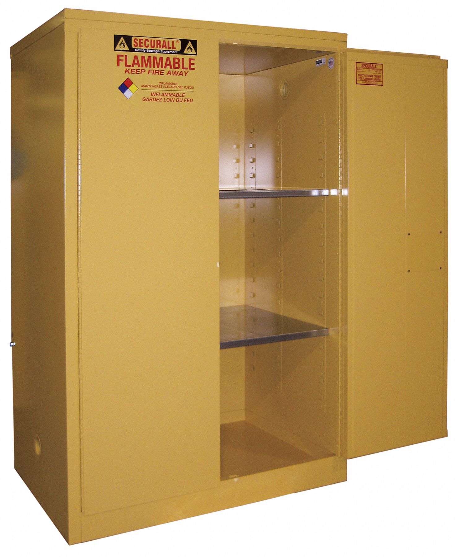 Flammable Safety Cabinet, 90 Gal., Yellow