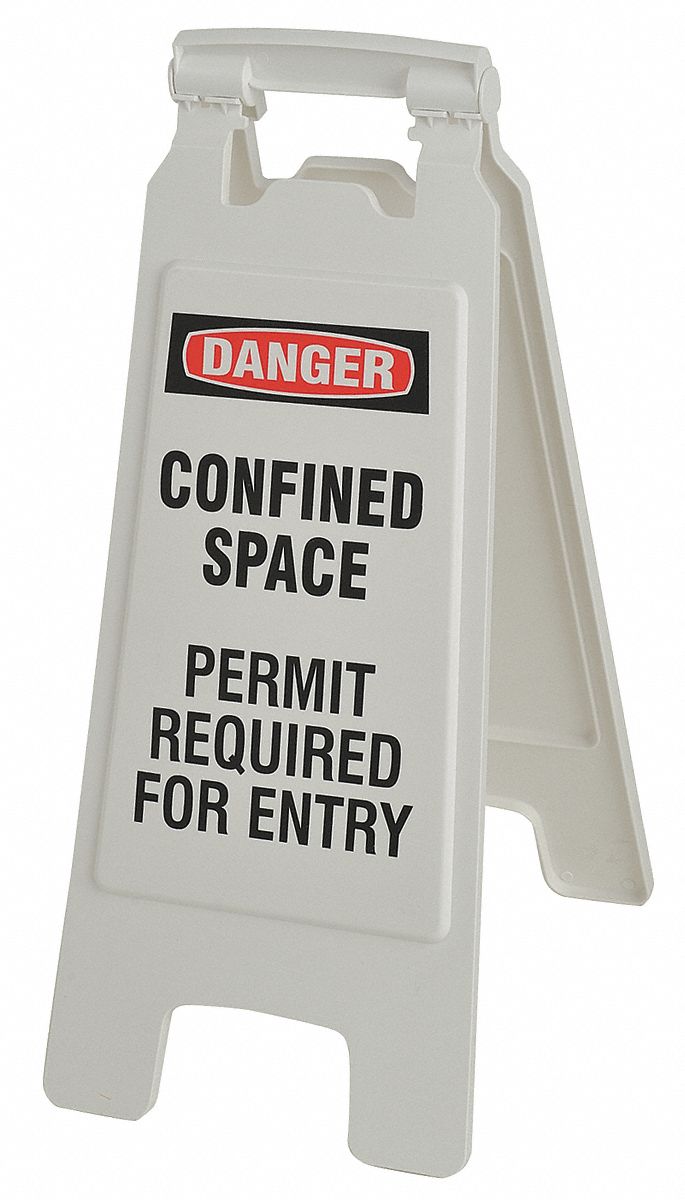 Floor Stand Sign, Danger Confined Space