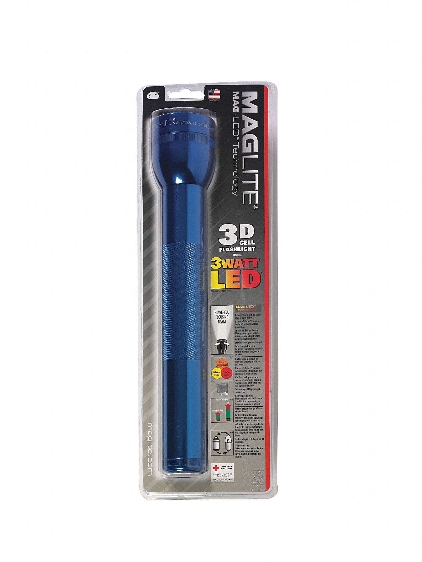 Mag-Lite Flashlight, 3 D, LED, Pewter Gray