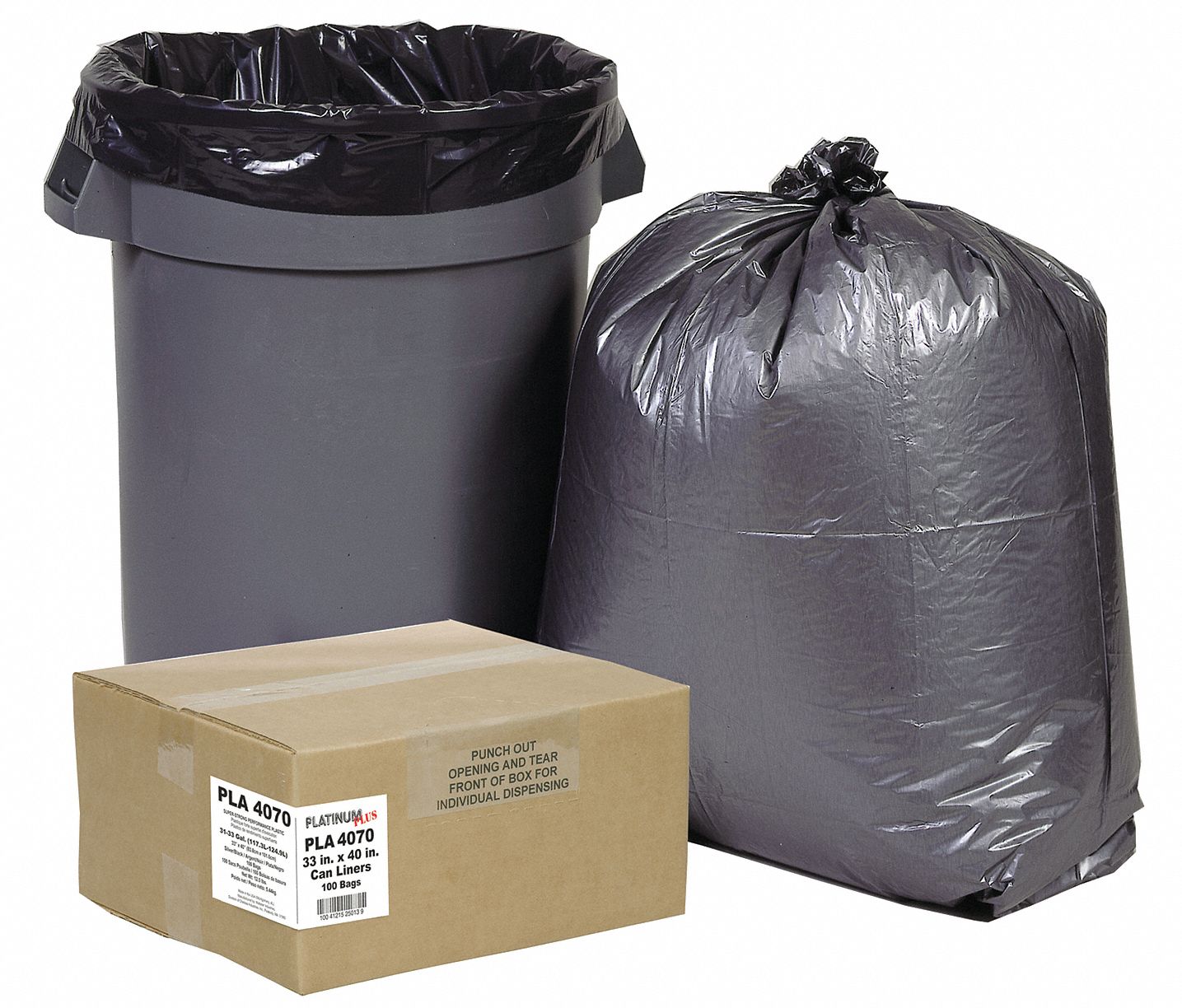 Liner, 45 Gal., Slv/Black, LDPE, , PK 50