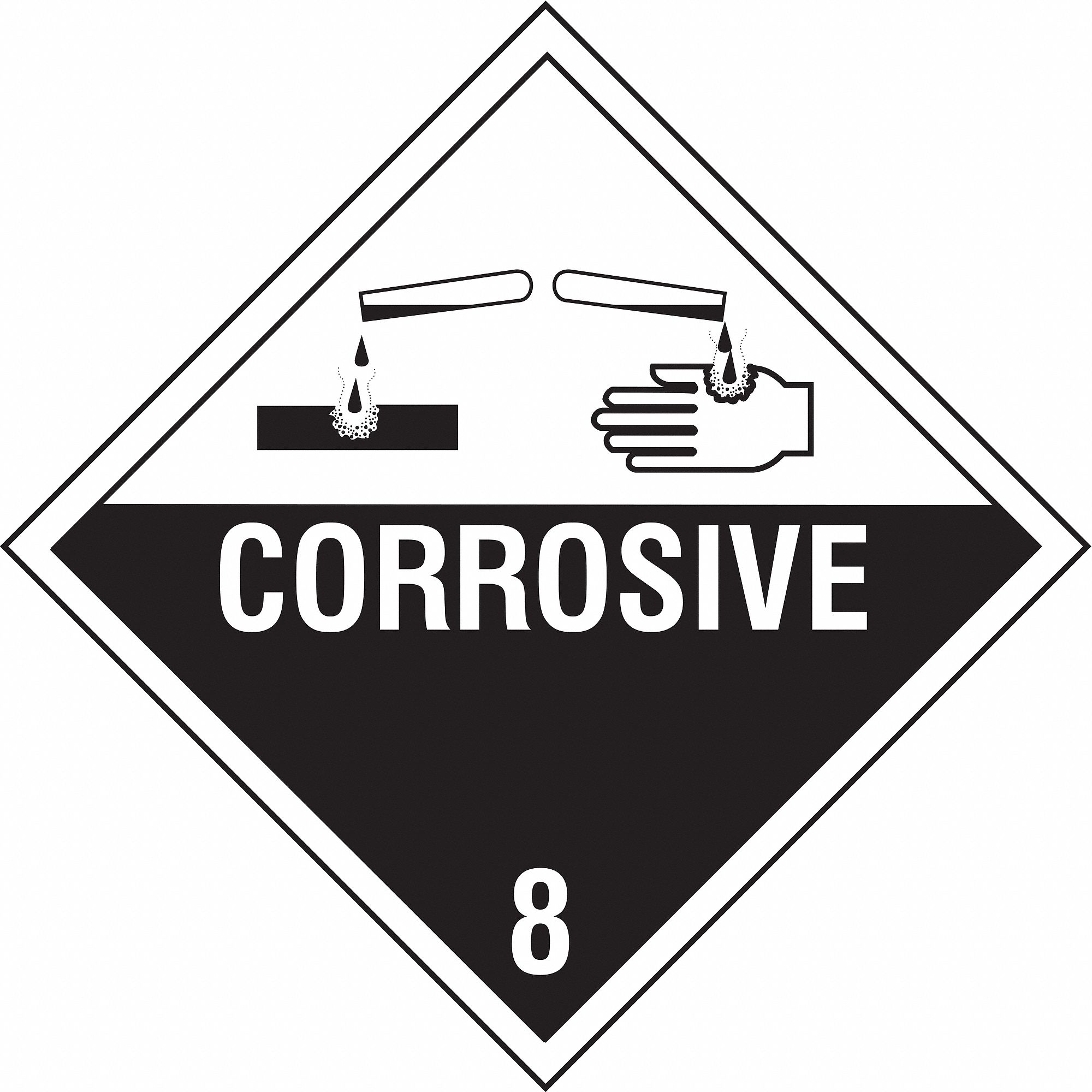 Vhcle Placard, Corrosive w Pictogram, PK10
