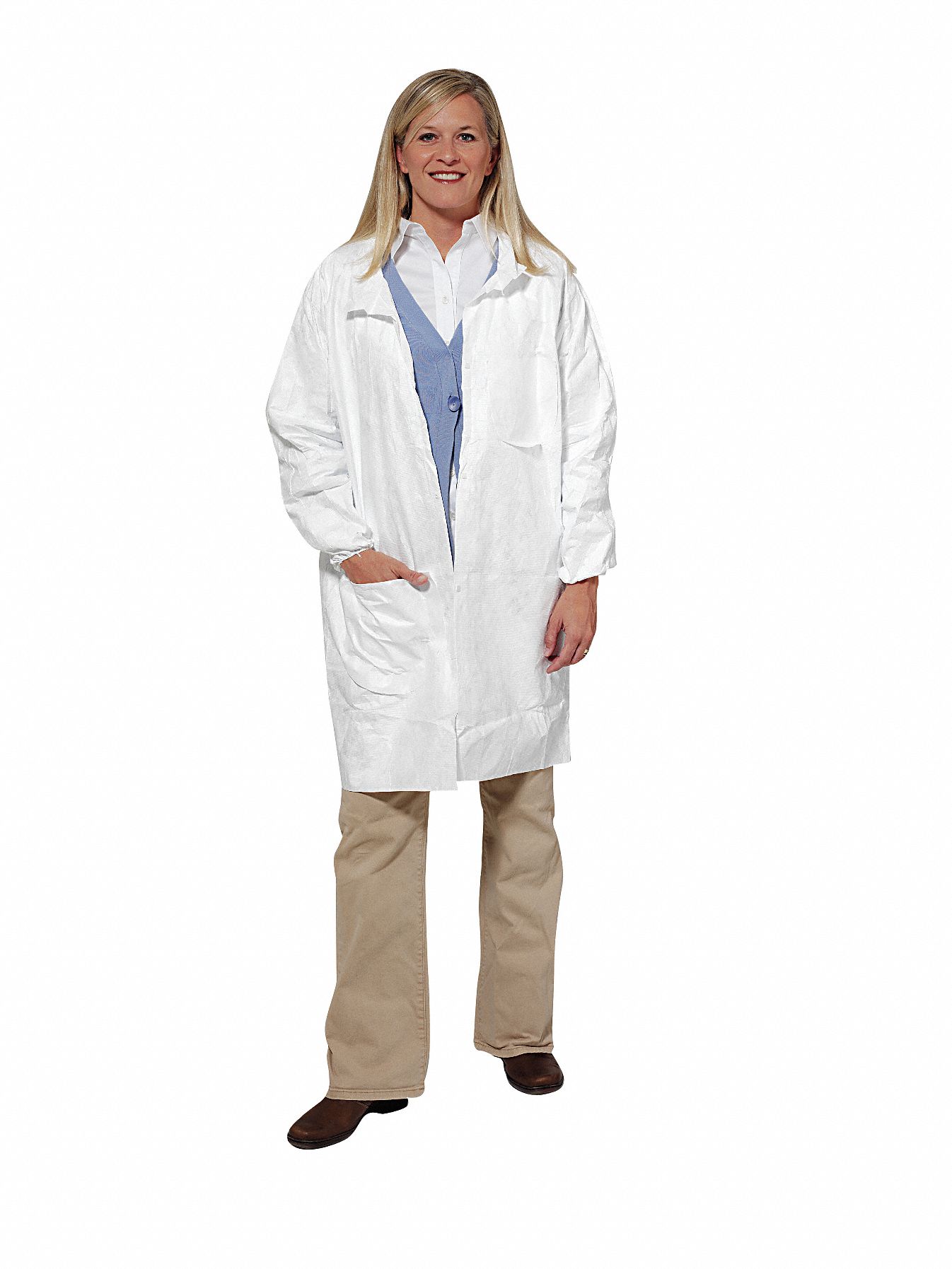 Disp. Lab Coat, M, Tyvek(R), White