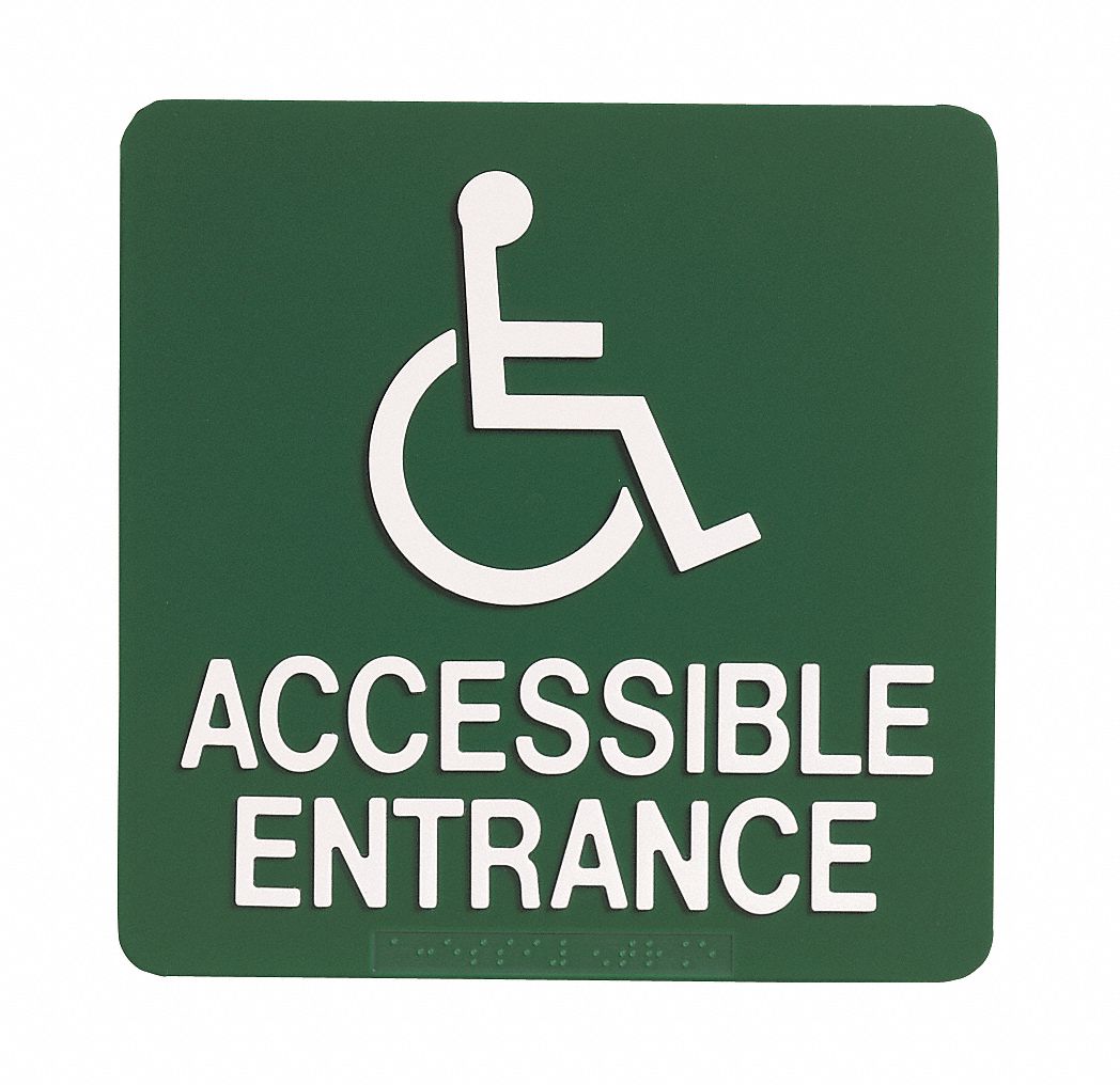 Braille Sign, 8 x 8In, WHT/Navy BL, PLSTC