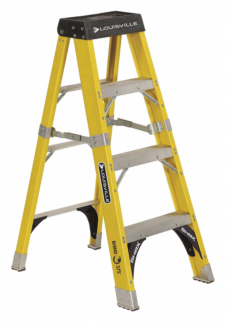 Stepladder, Fiberglass, 6 ft. H, 375 lb Cap