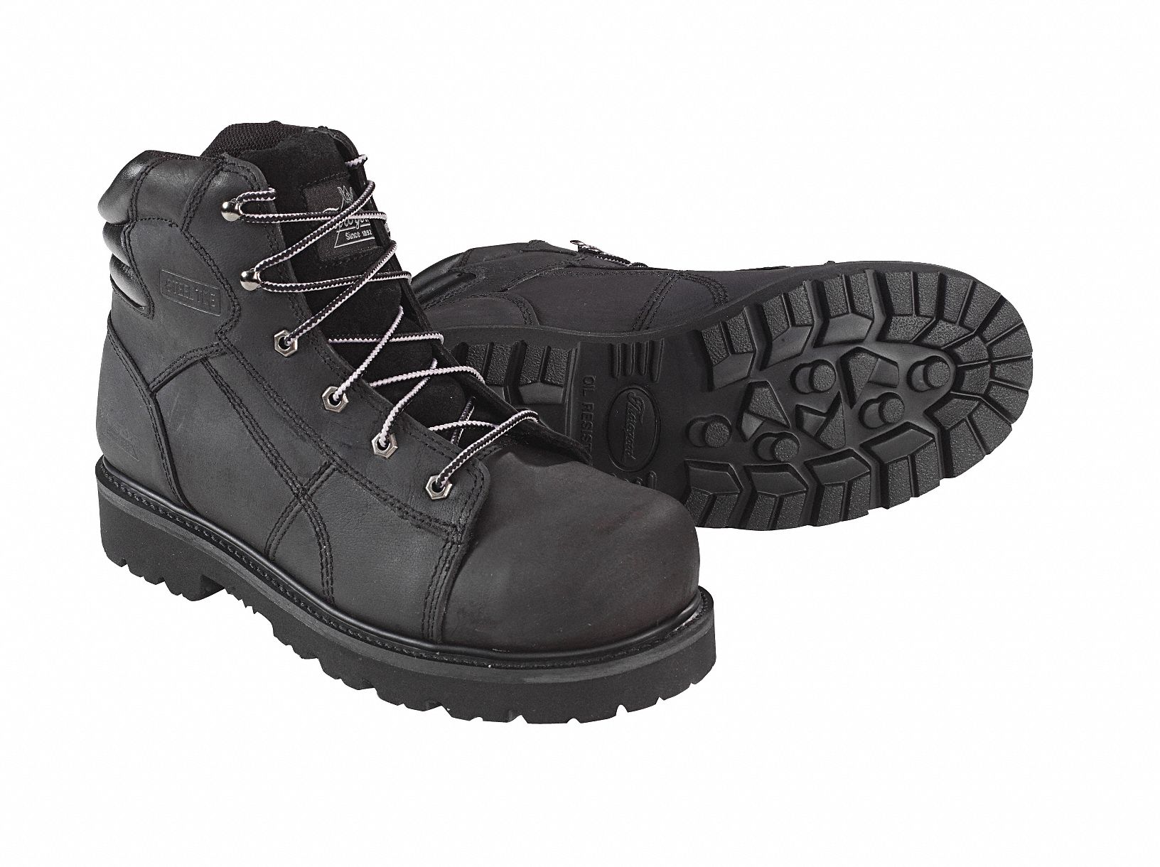 Work Boots, Stl, Mn, 4-1/2, Blk, 1PR