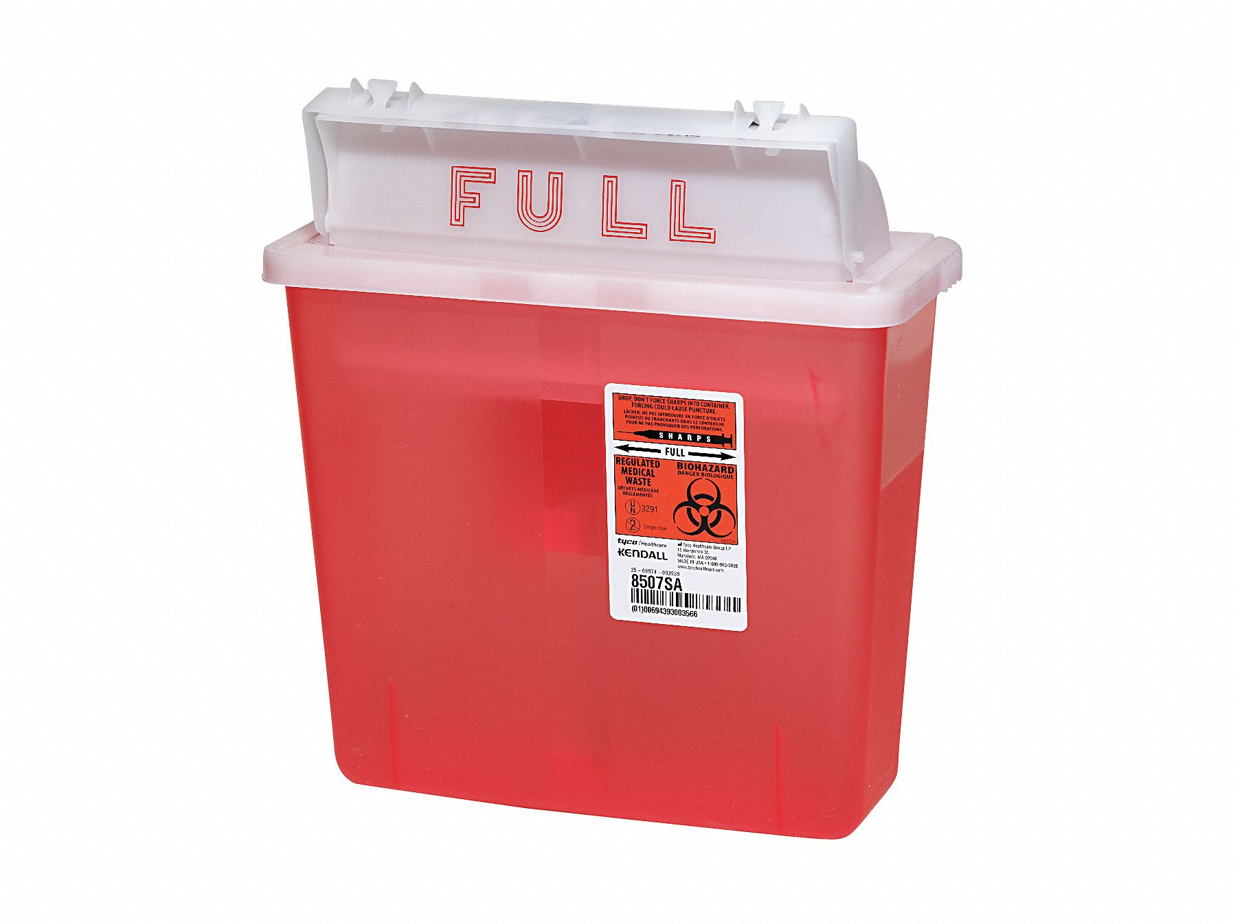 Sharps Container, 1-1/4 Gal., Red, PK 5