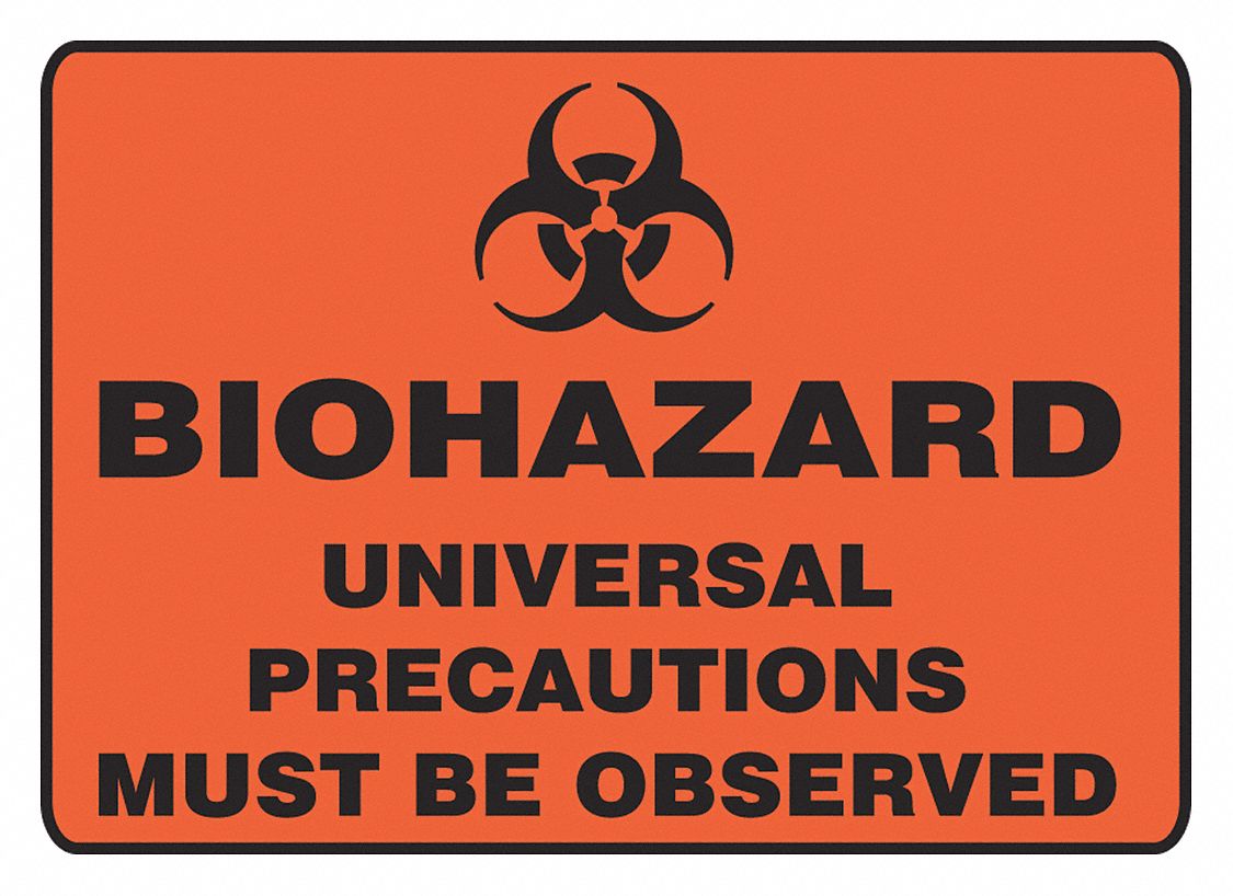 Biohazard Sign, 10 x 14In, BK/ORN, AL, SURF