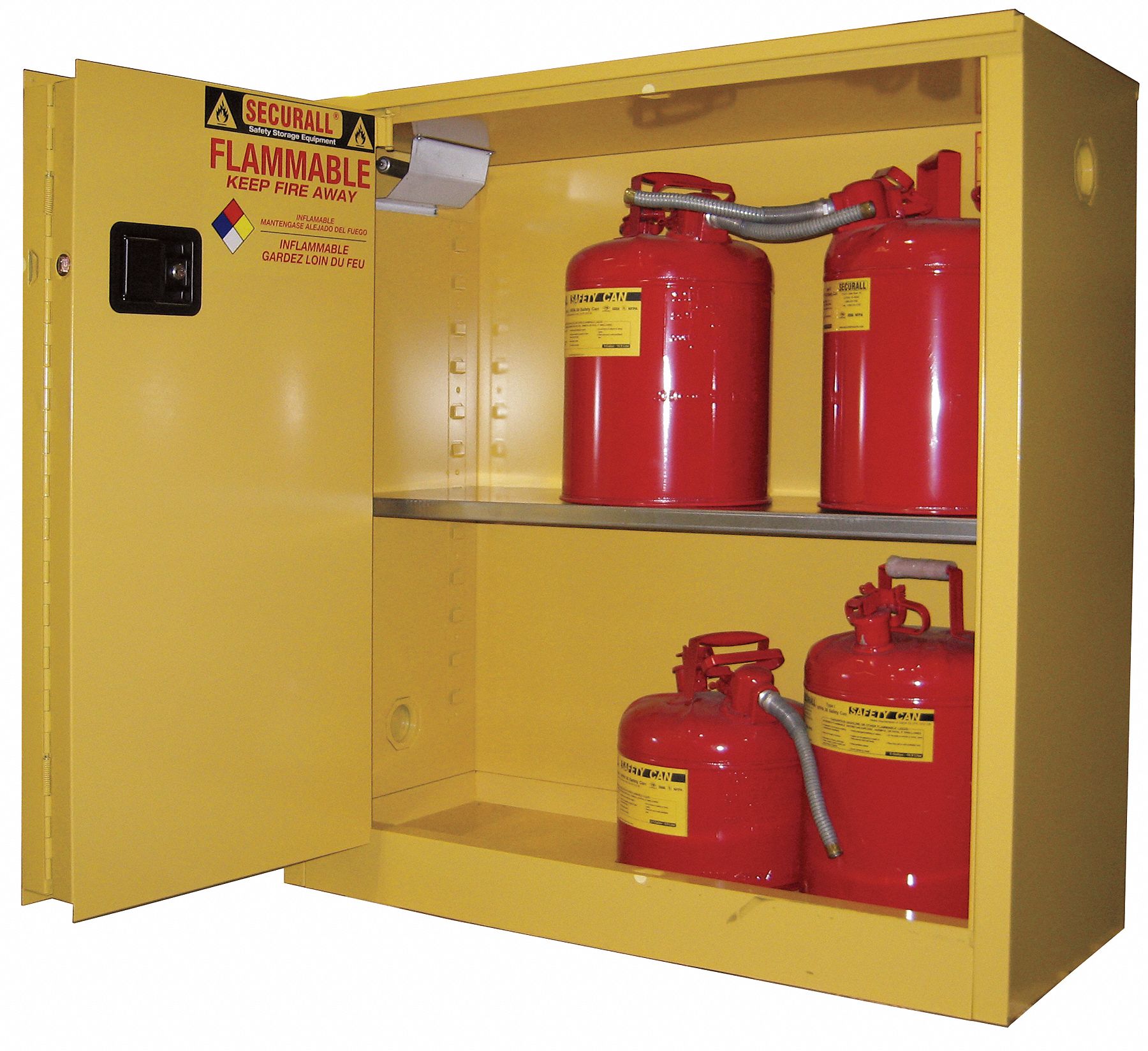 Flammable Safety Cabinet, 30 Gal., Yellow