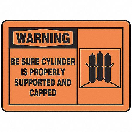 Warning Sign, 10 x 14In, BK/ORN, PLSTC, ENG