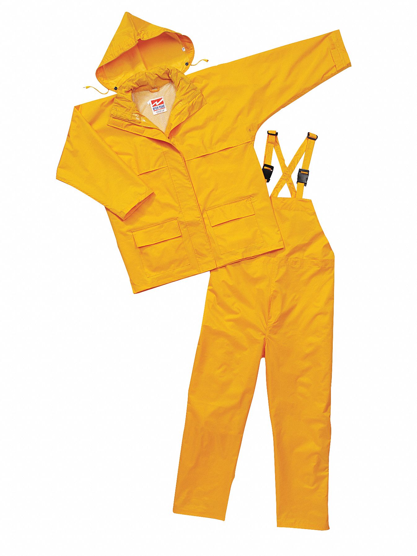 3-Piece Rainsuit with Hood, Yellow, L