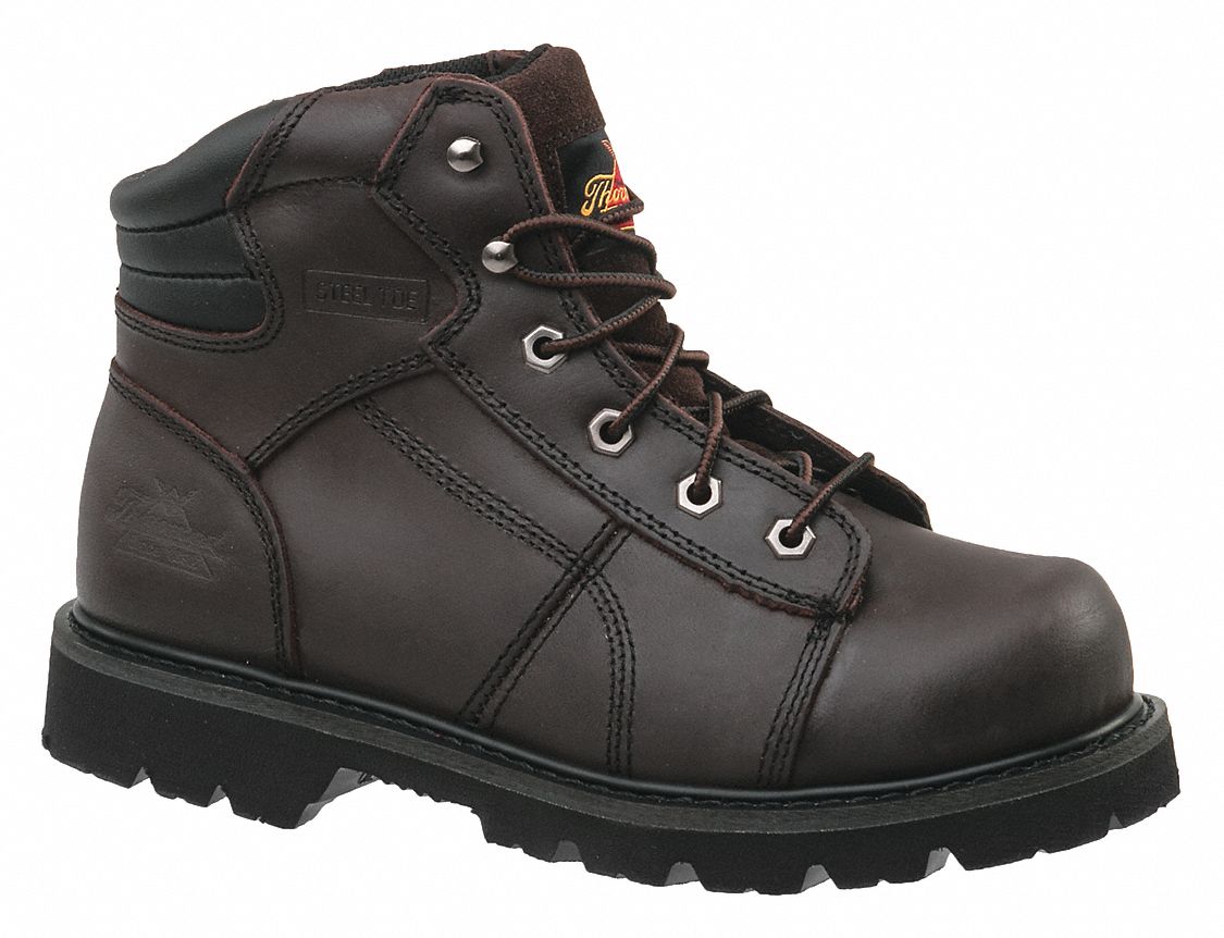 Work Boots, Stl, Mn, 9.5W, Brn, 1PR