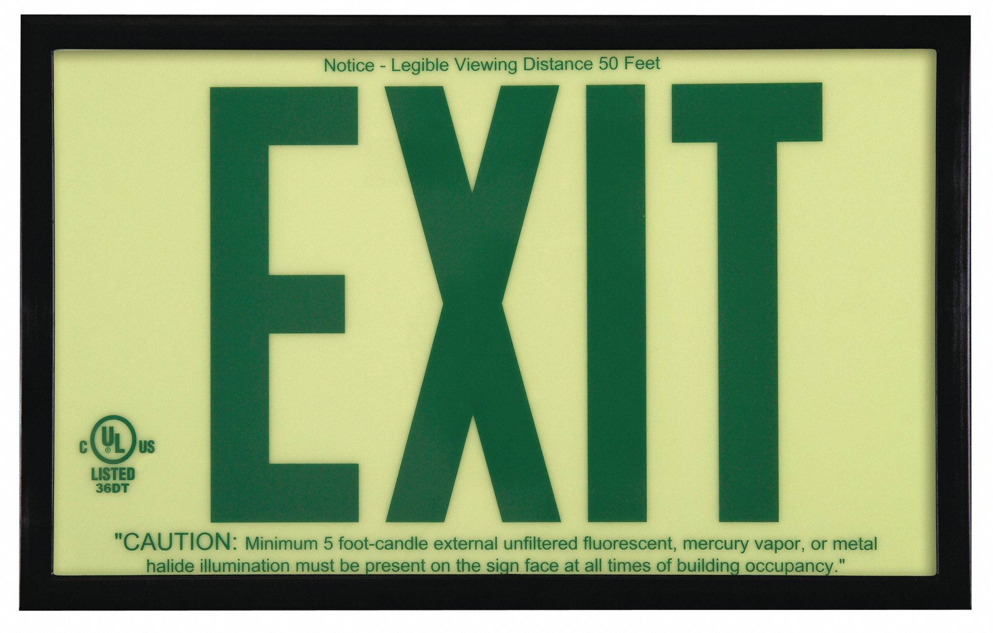 Exit Sign, 7-1/2 x 13In, Green, Exit
