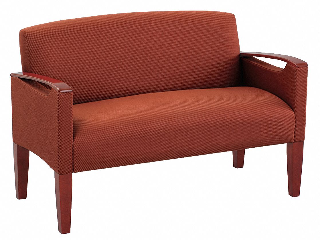 Love Seat, Walnut Finish, Crimson