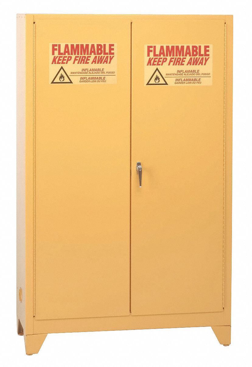Flammable Safety Cabinet, 90 Gal., Yellow