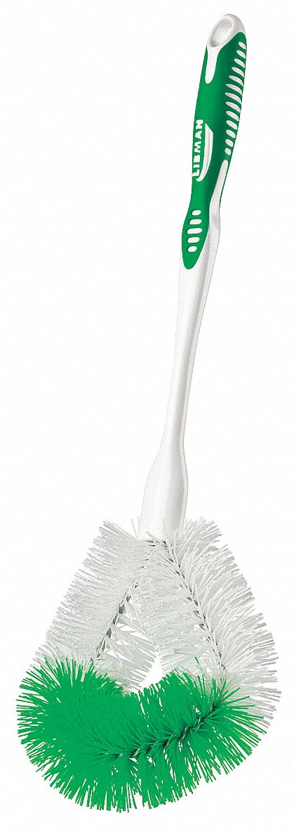 Bowl Brush, 5-1/2In, Wht/Grn, Plastic, 12In