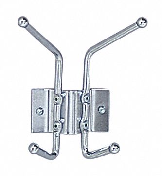 2 Hook Coat Rack, 7-1/16Hx6-1/2H, Chrome