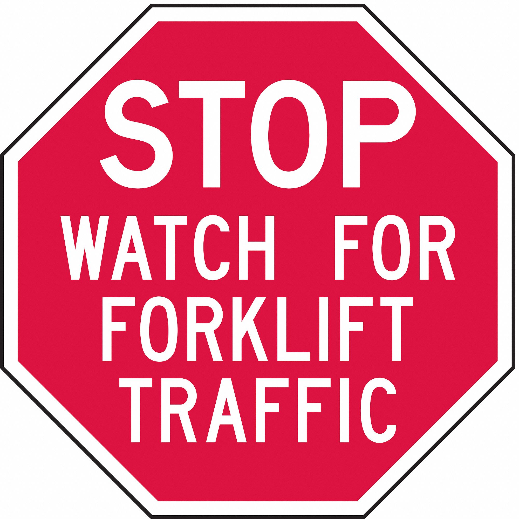 Forklift Traffic Sign, 6 x 6In, WHT/R, AL