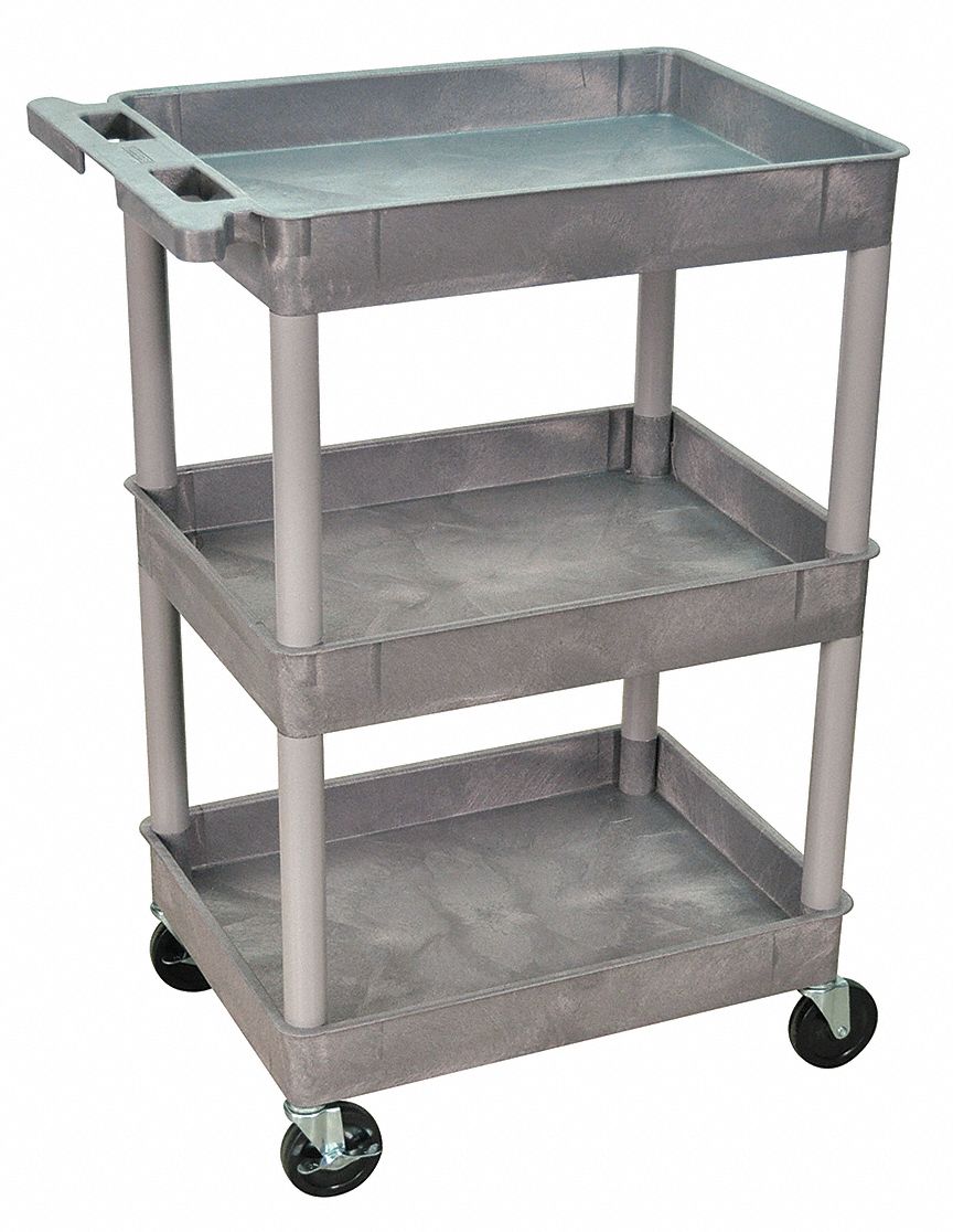 Utility Cart, 300 lb. Cap., PE, 2 Shelves