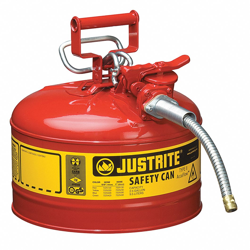 Type II Safety Can, 12 In., Red, 2-1/5 gal.