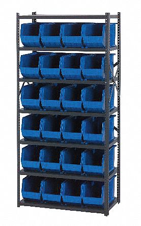Steel Shelving, 18L x 8-1/4W, Blue