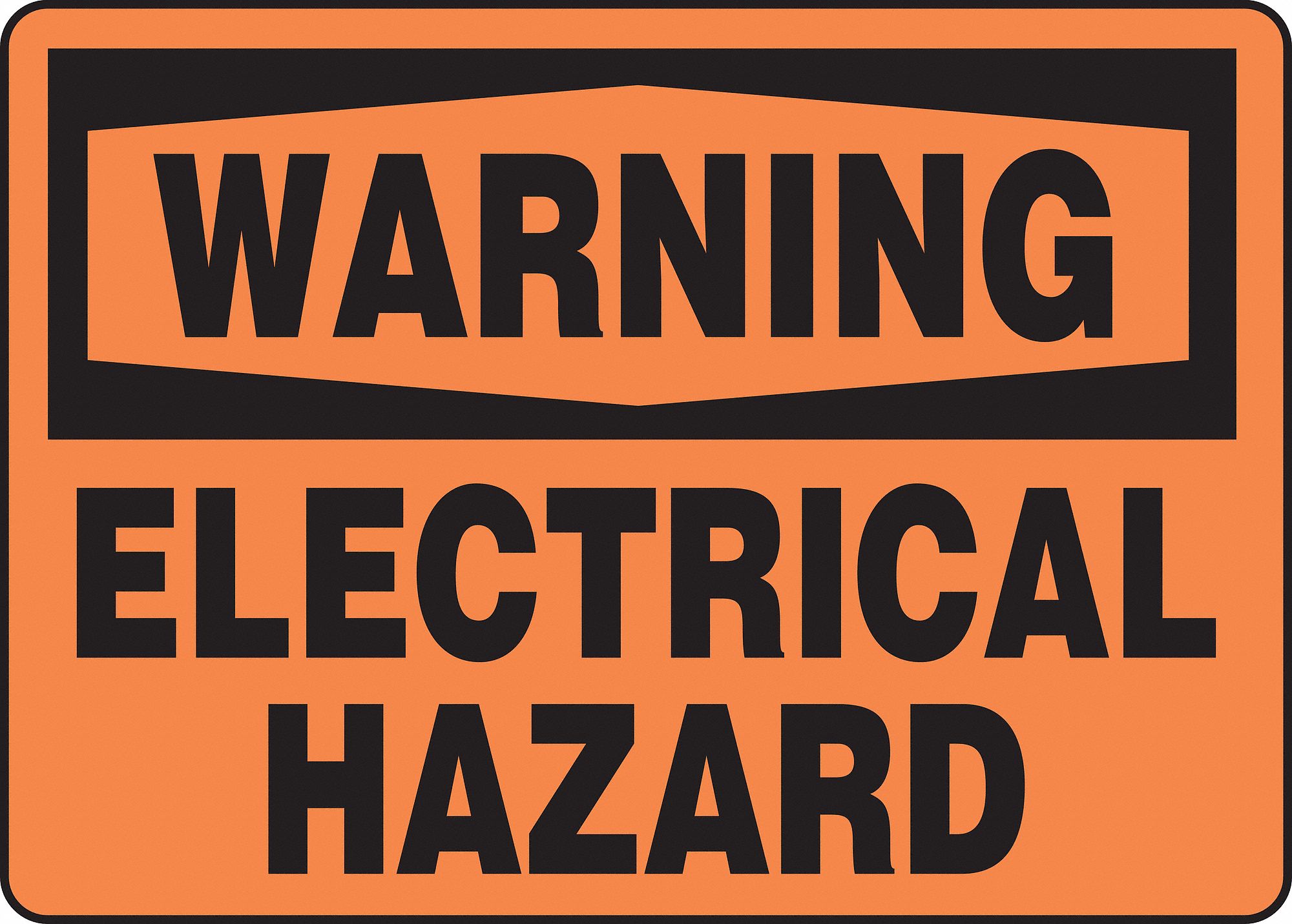 Warning Sign, 10 x 14In, BK/ORN, PLSTC, ENG