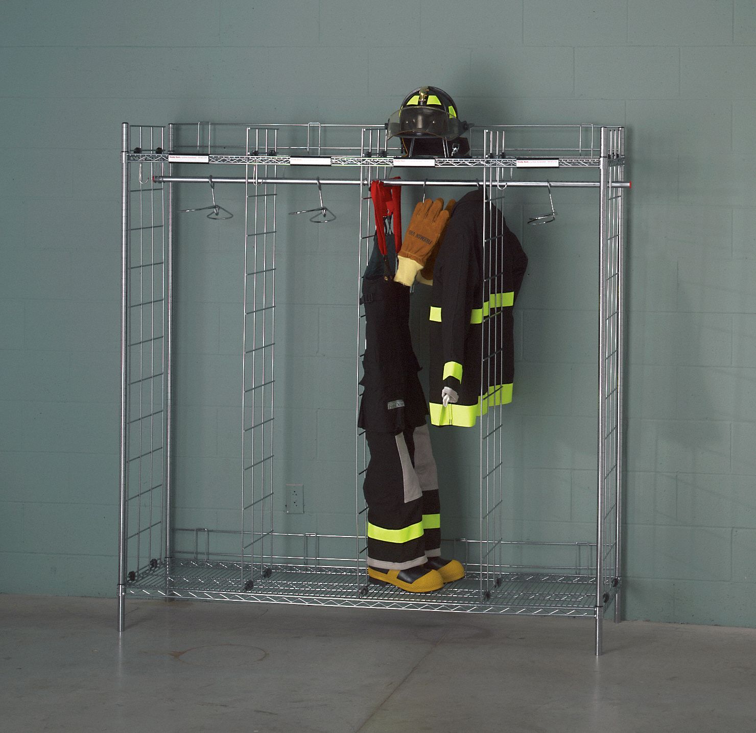 Turnout Gear Rack, 2 Side, 12 Compartment