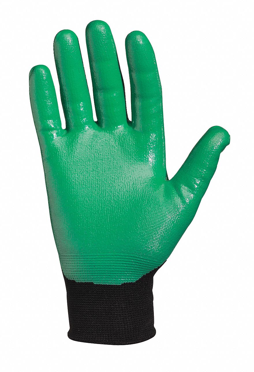 Coated Gloves, M, Black/Green, PR