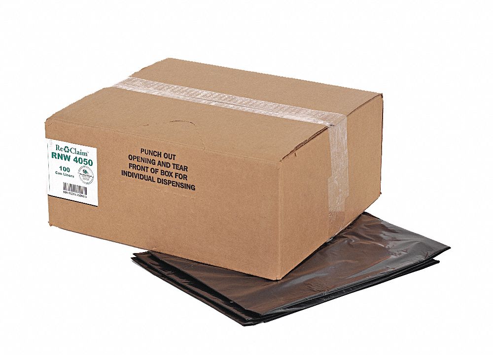 Recycled Can Liner, 33 gal., Black, PK100