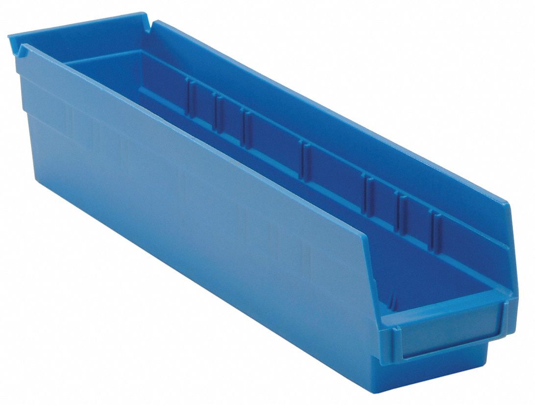 Shelf Bin, 17-1/8L x 4-1/8W, Blue