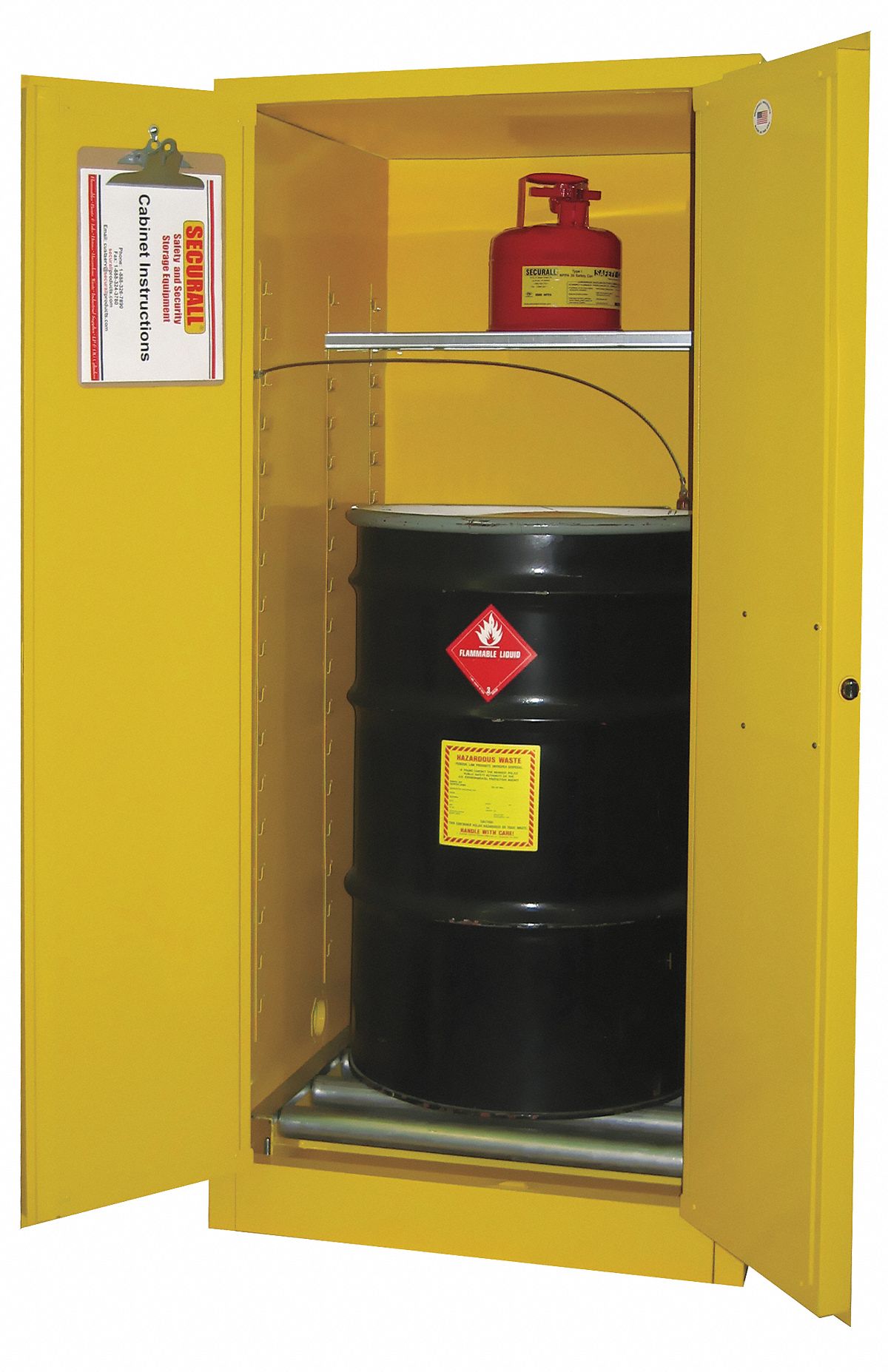Hazardous Waste Cabinet, 55 Gal., Red