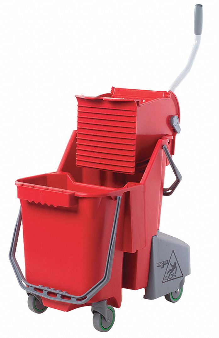 Mop Bucket and Wringer, 32 qt., Red