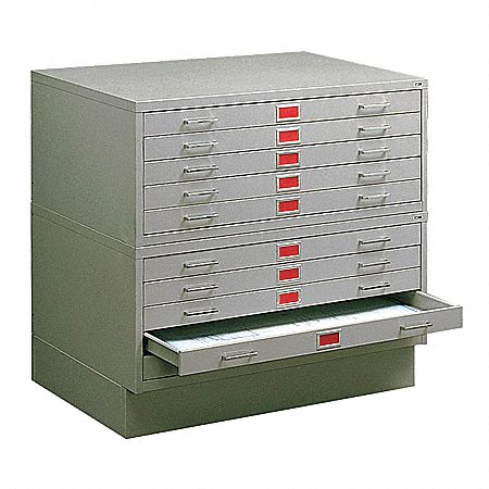 Flat File Cabinet, Gray, Steel