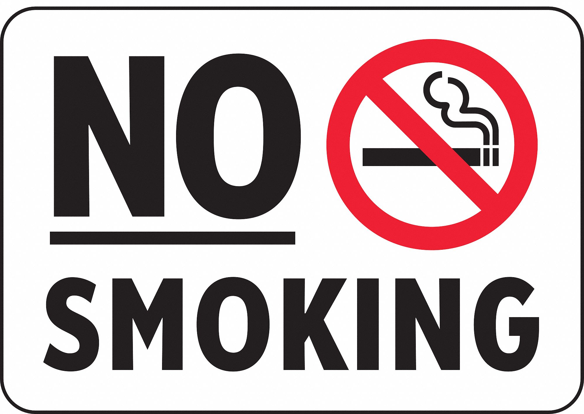 No Smoking Sign, 7 x 10In, R and BK/WHT