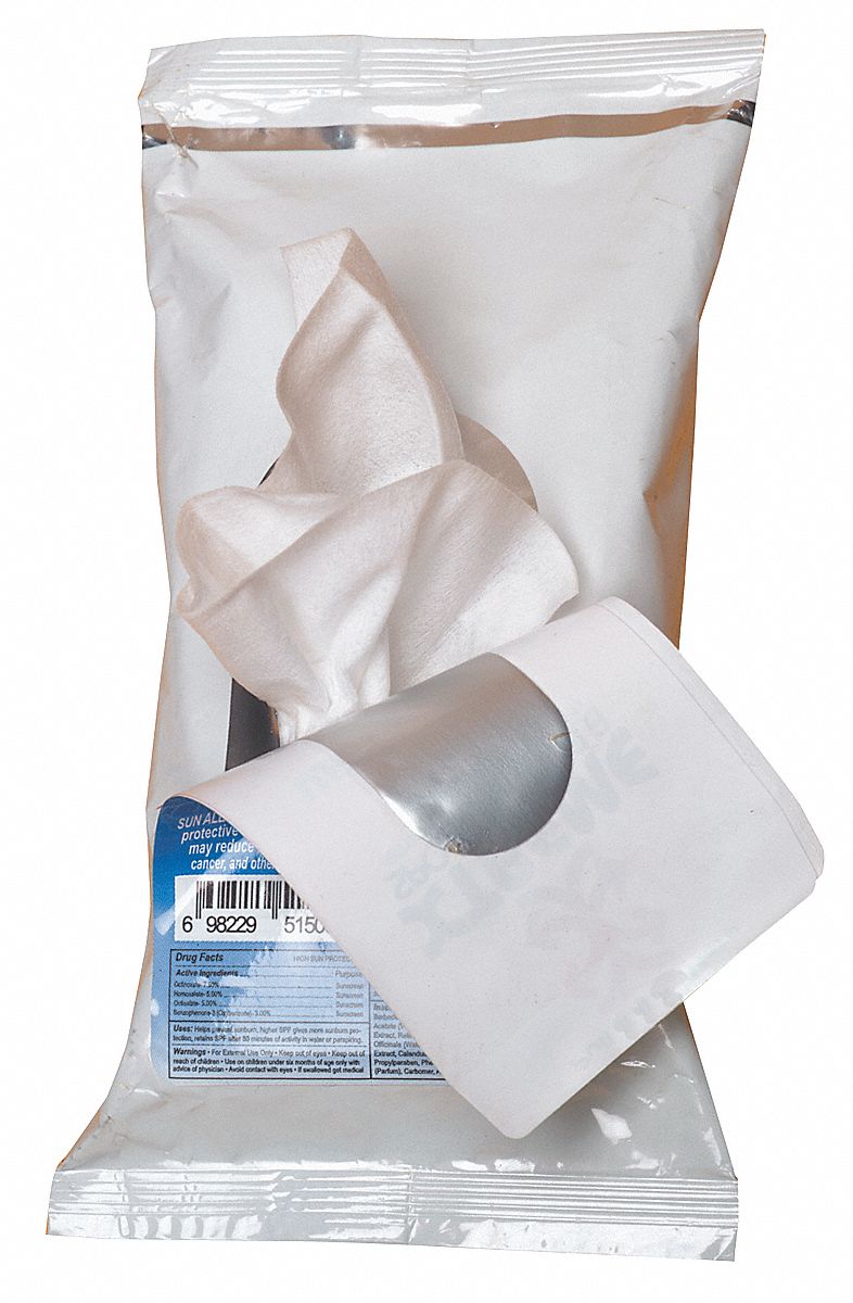 Sunscreen Towelette, SPF 30, Pk 16