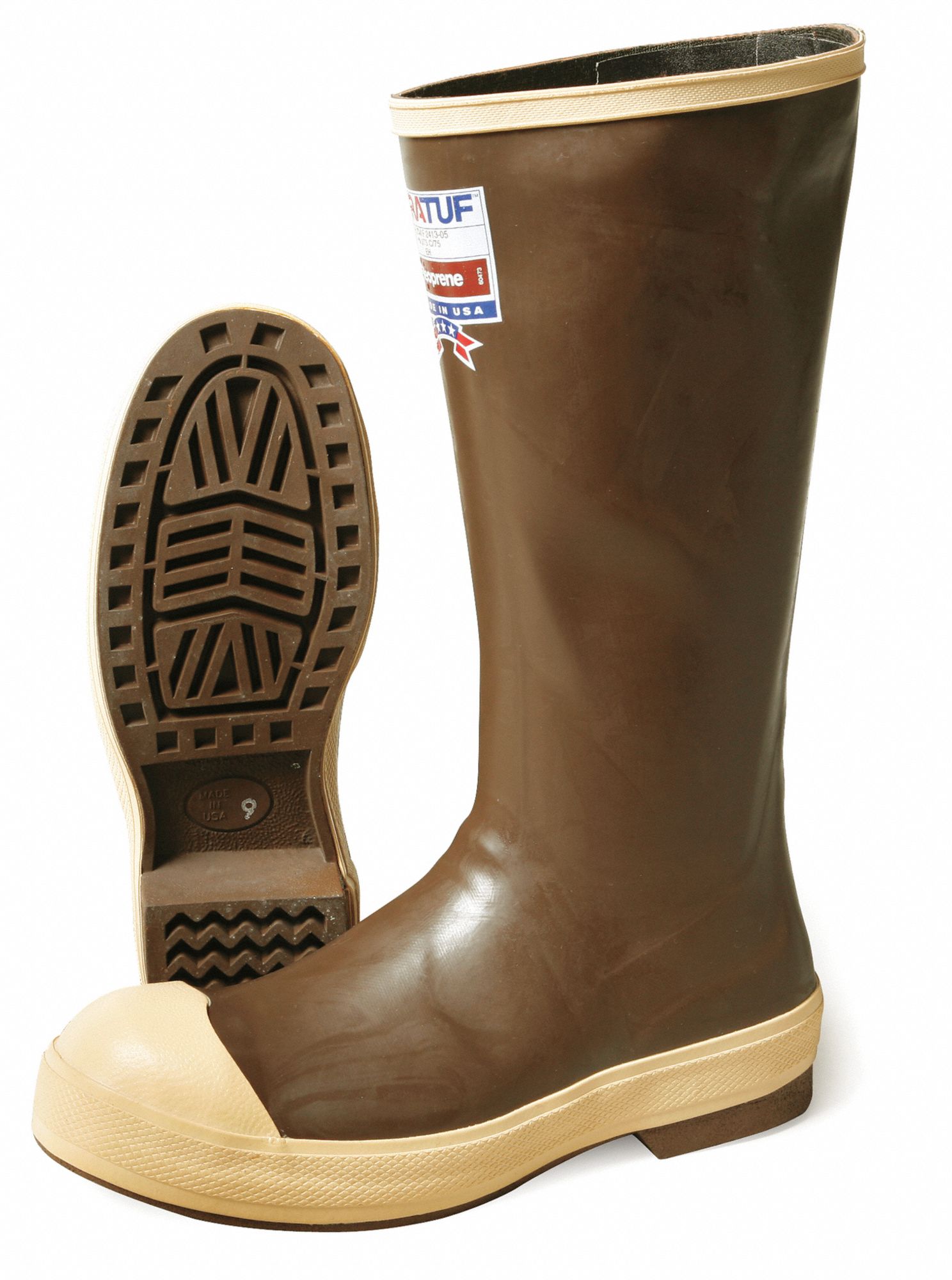 Knee Boots, M, 14, Steel Toe, Copper/Tan, 1PR